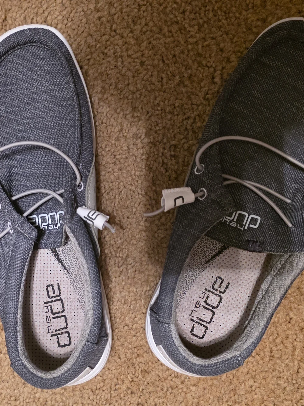Hey Dude Men’s Wally Boat Shoes — Charcoal with White Sole